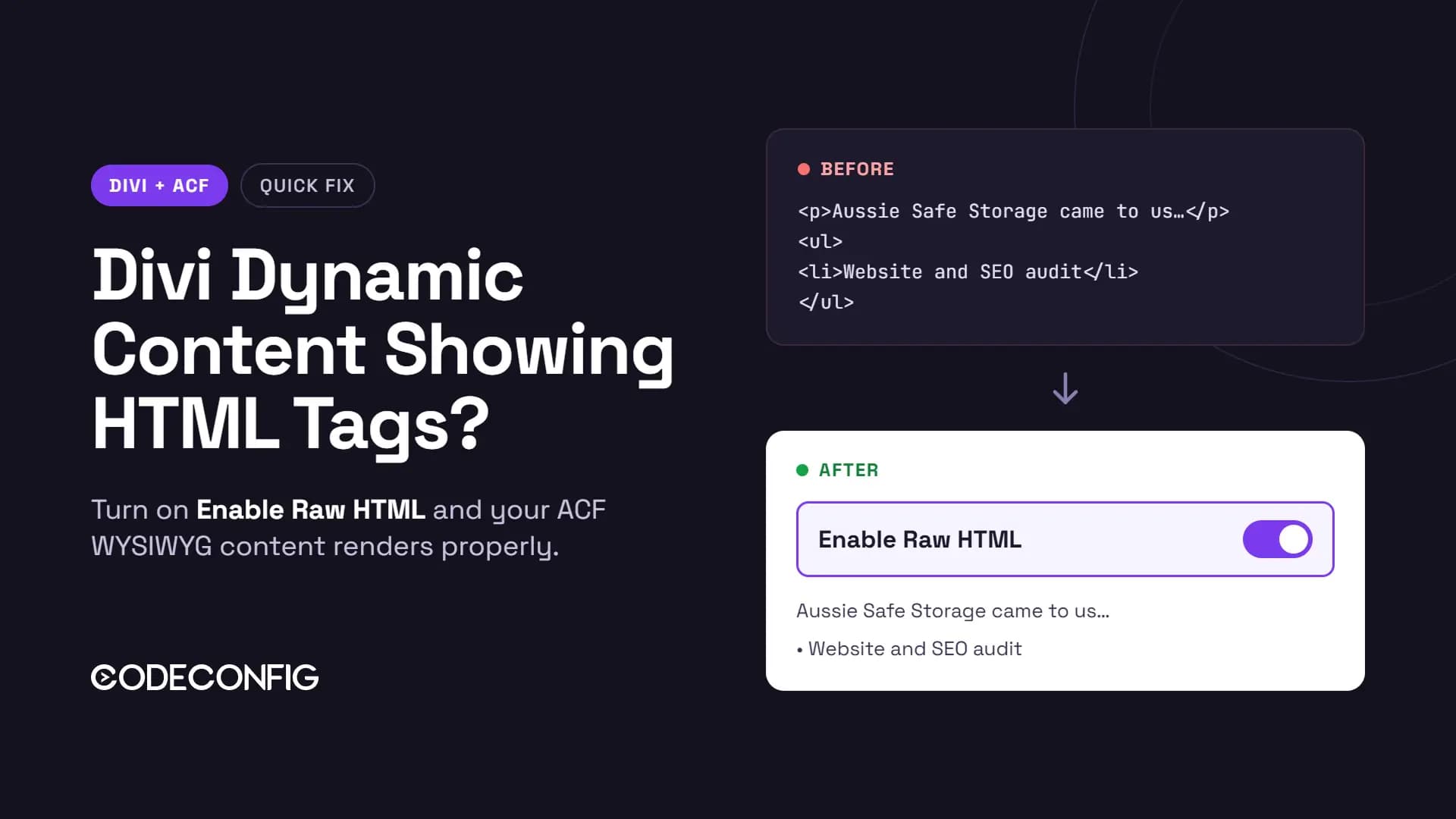 Divi dynamic content HTML tags