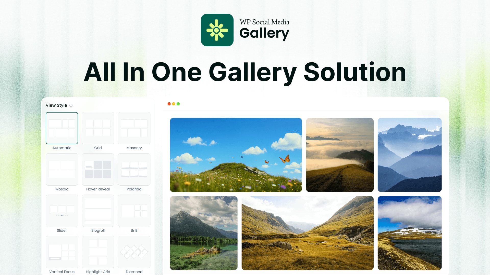 WP Social Media Gallery product interface