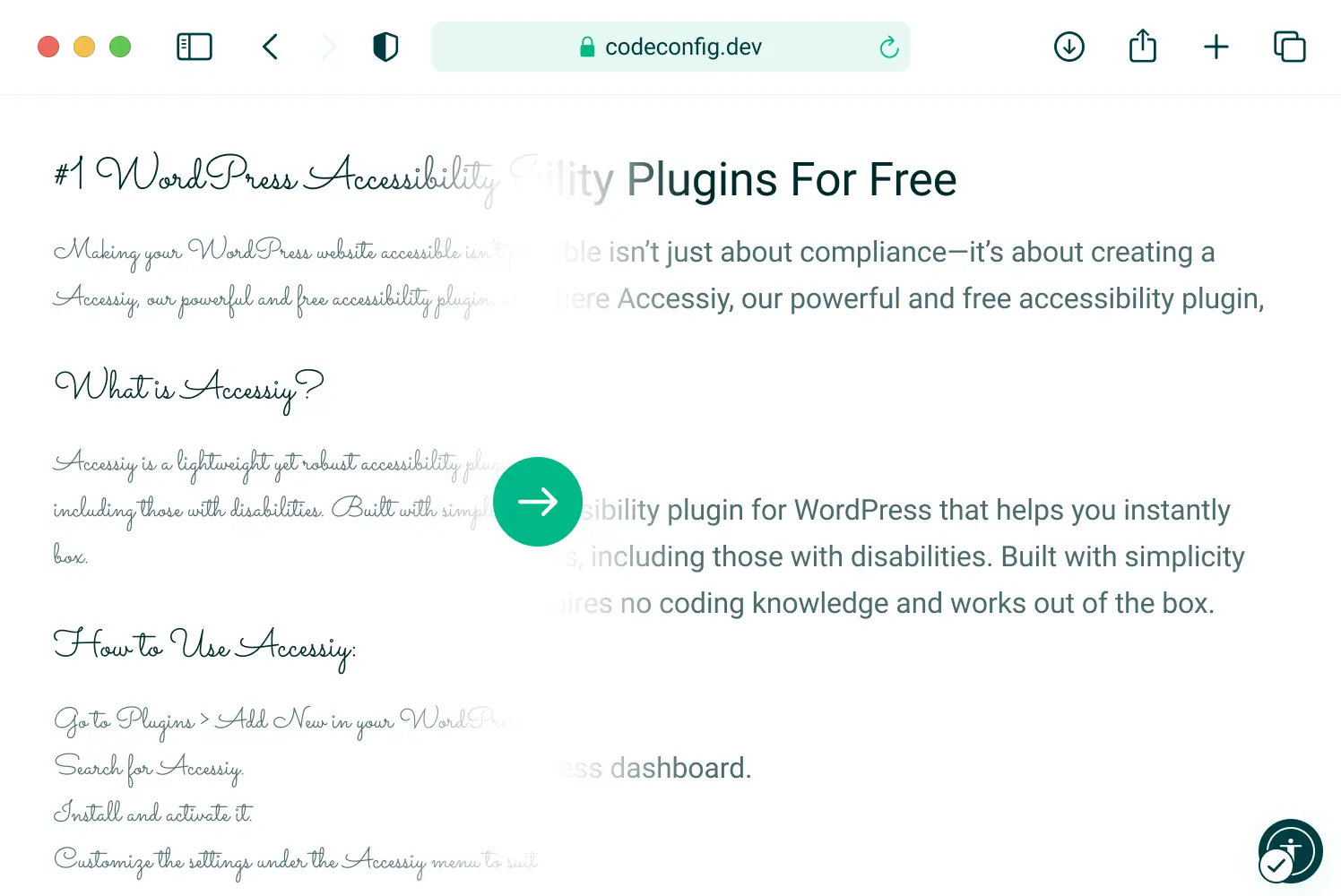 Readable fonts mode in Accessiy