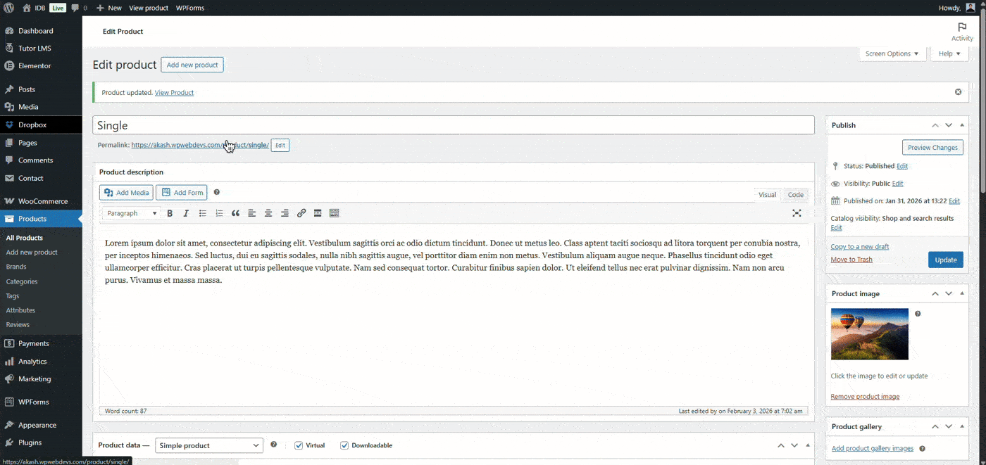 result of woocommerce file manager for dropbox integration