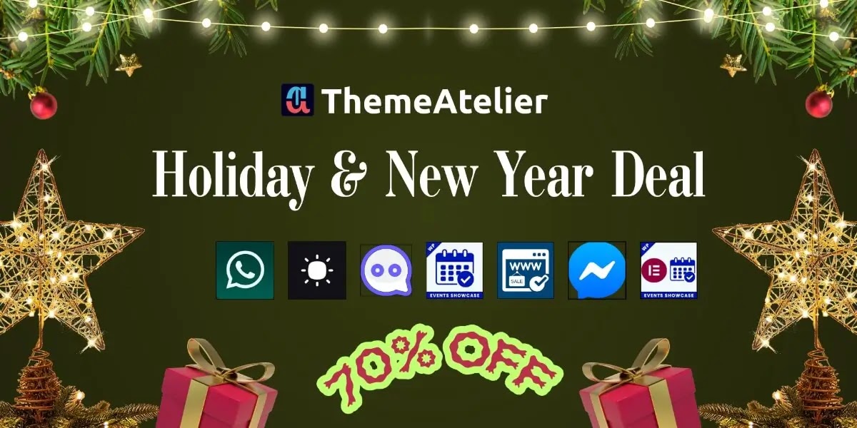 Best WordPress Christmas Deals And New Year Offers In 2025-2026 7 ThemeAtelier christmas banner