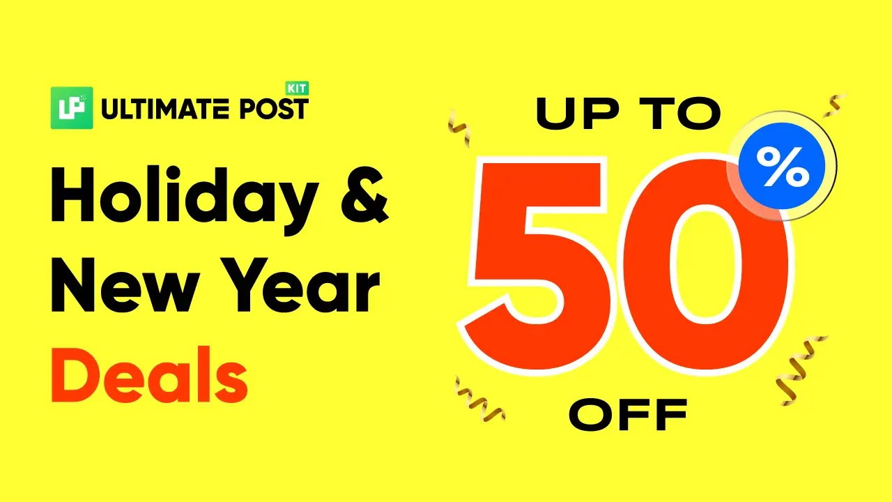 Best WordPress Christmas Deals And New Year Offers In 2025-2026 20 Ultimate Post Kit christmas banner