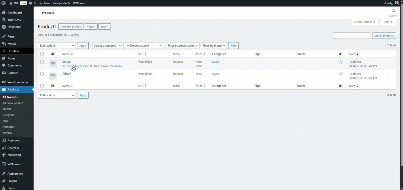 use dropbox file in woocommerce with file manager for dropbox full