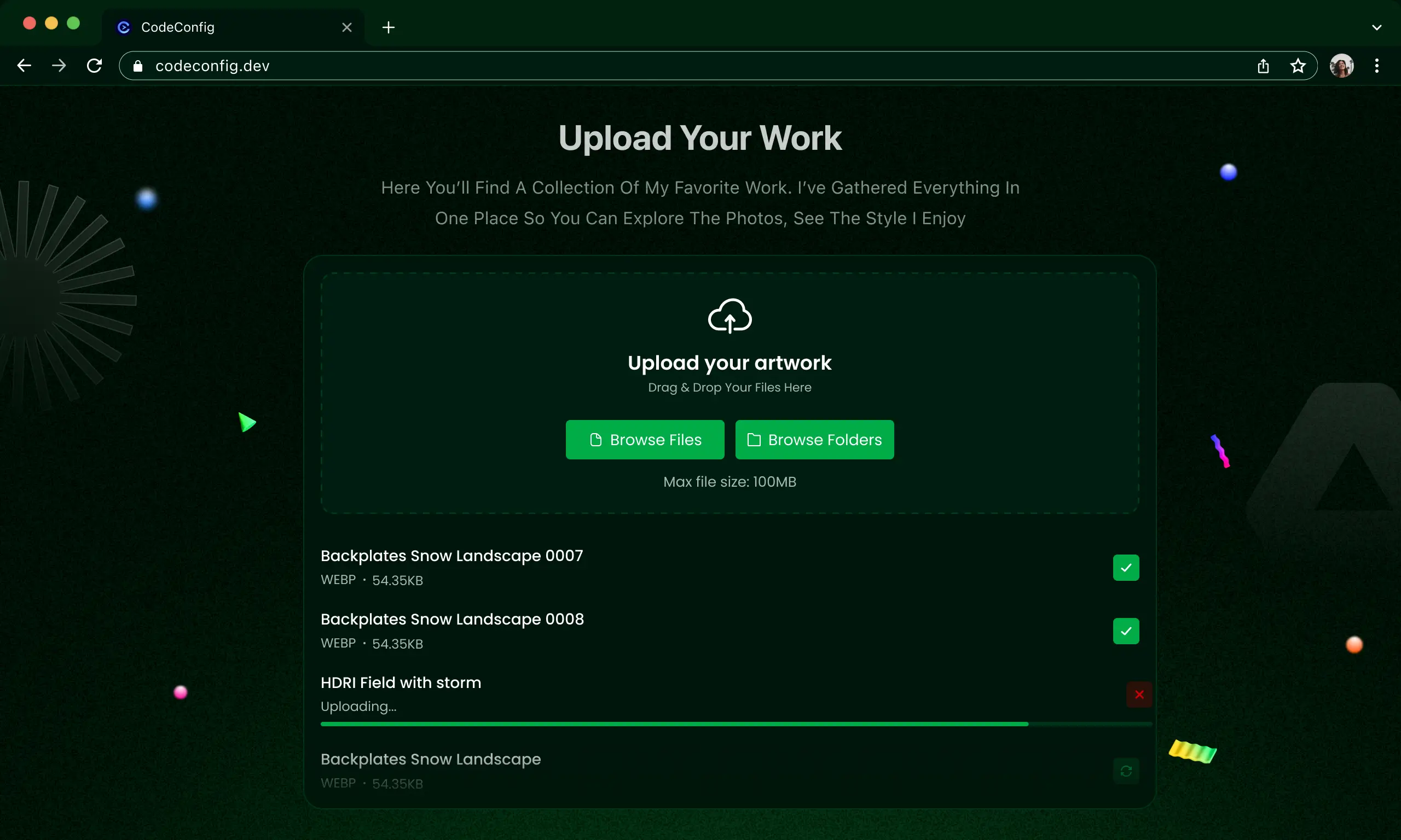 WordPress file upload integration interface for Google Drive, showing a real-time upload box