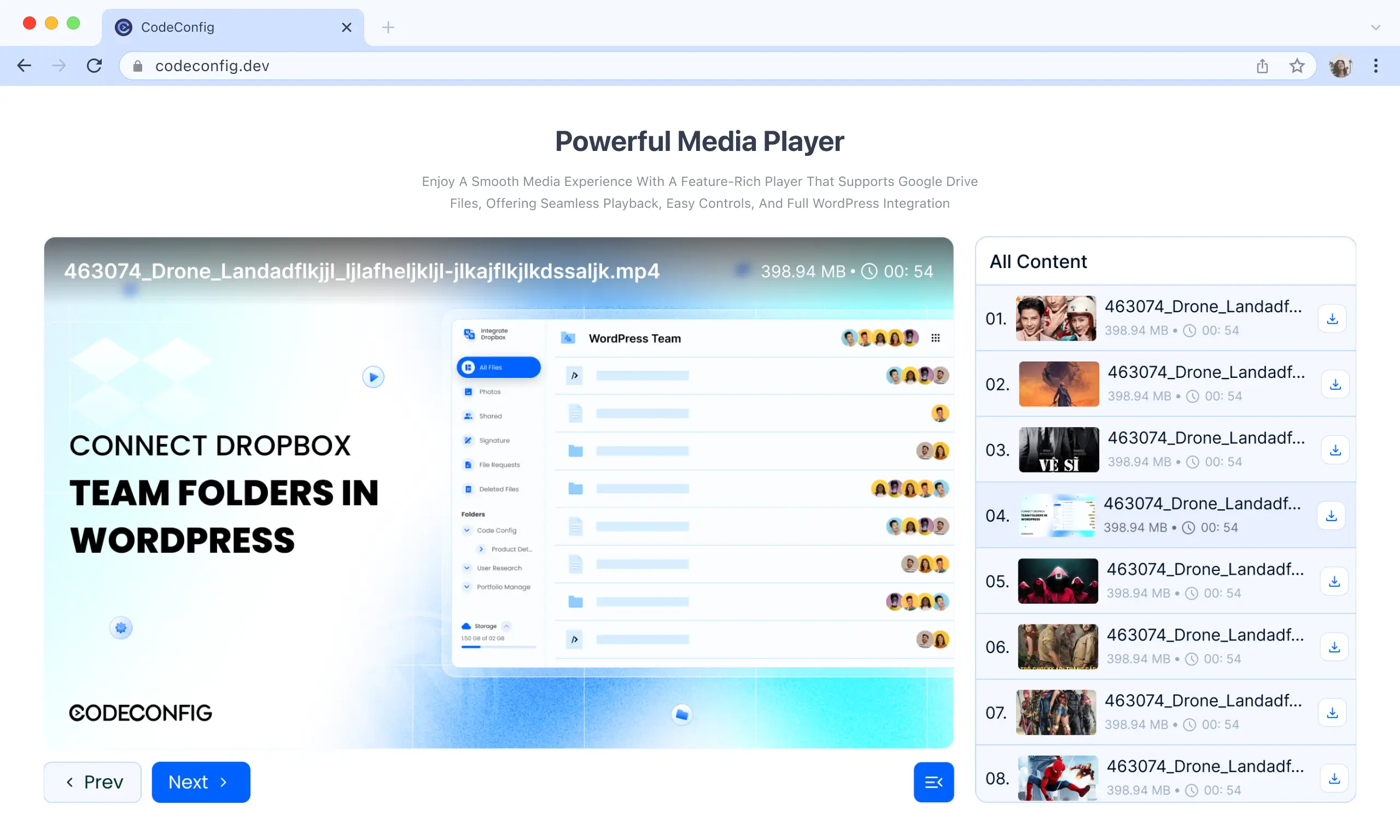 Dropbox powerful media player