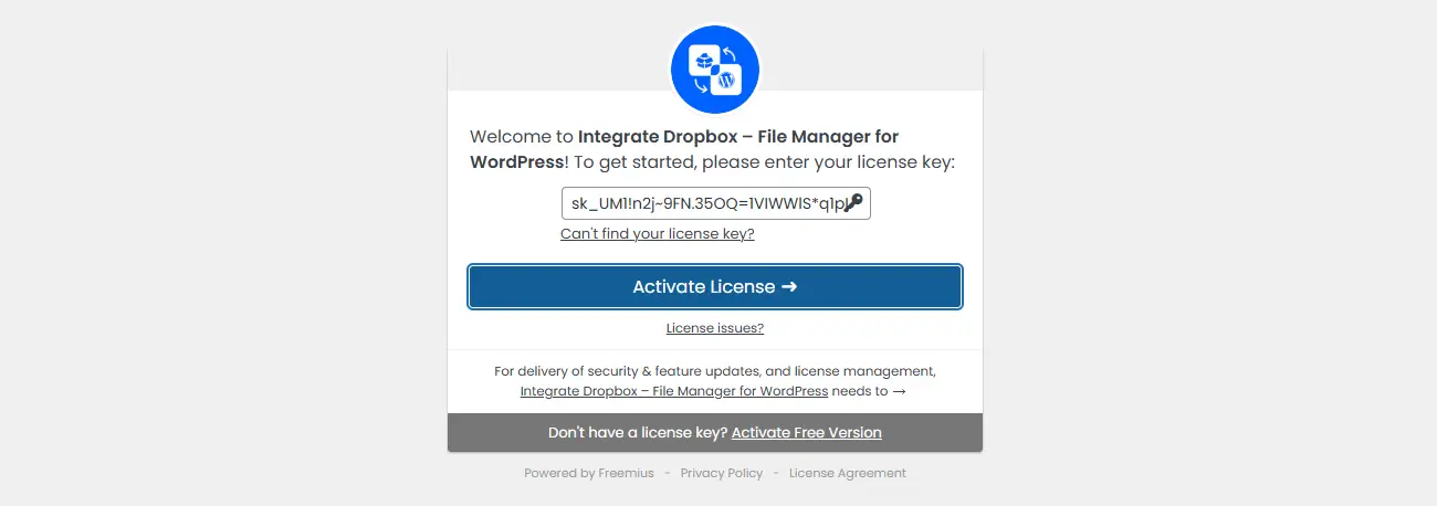 Activate the Trial License Of File Manager for Dropbox