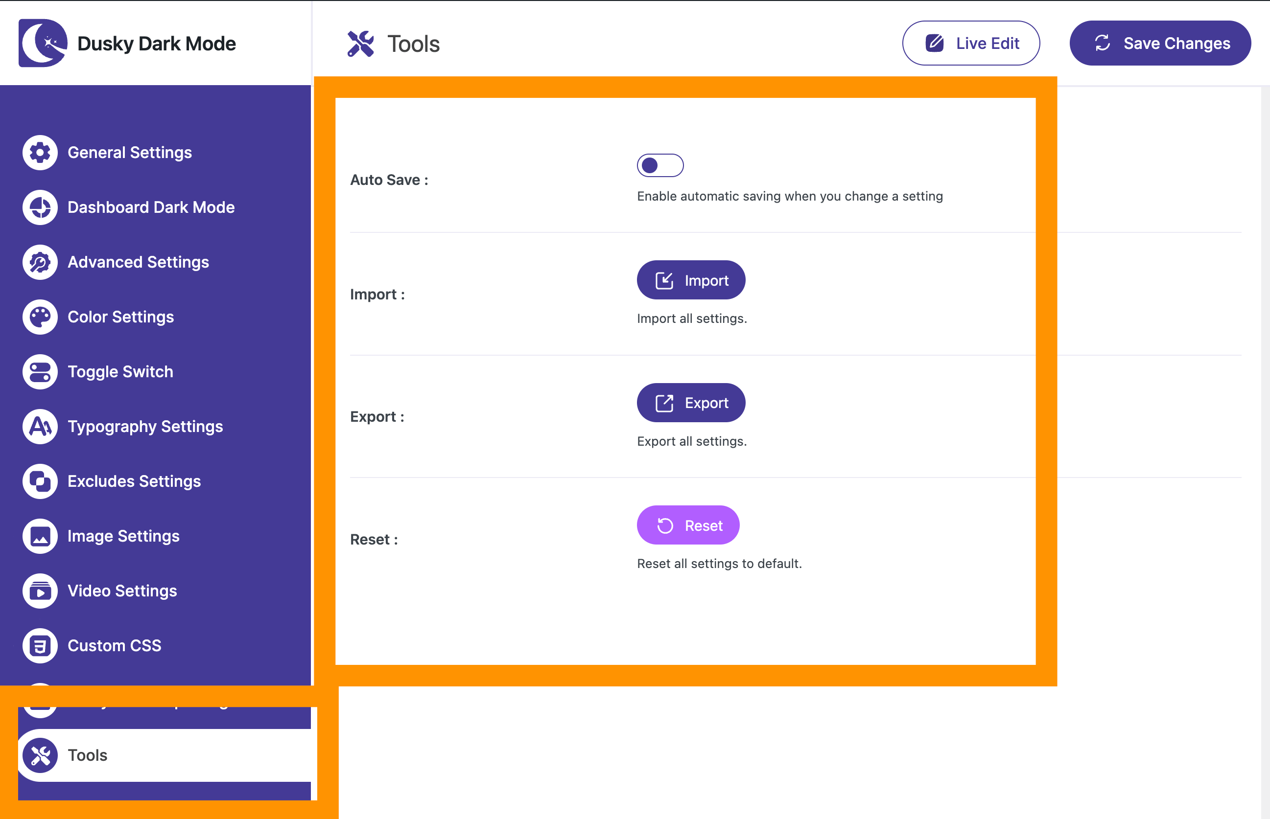 How to Export/ Import Data On Dusky Dark Mode