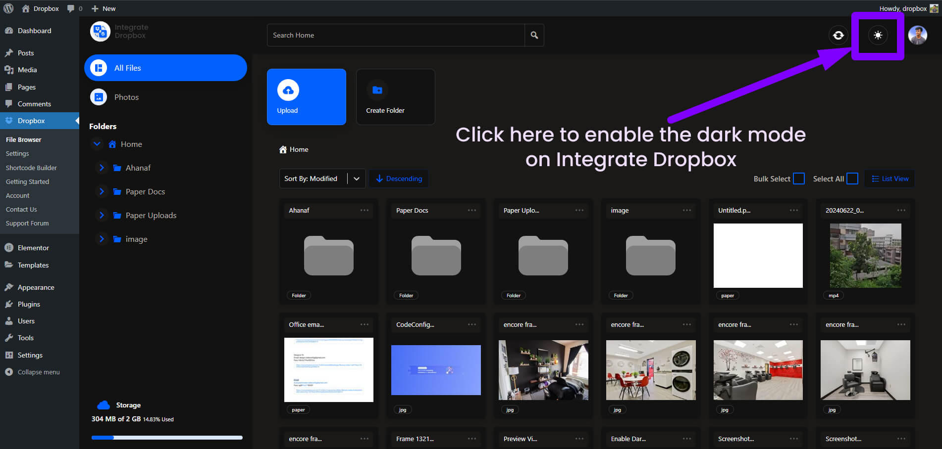 dropbox dark mode