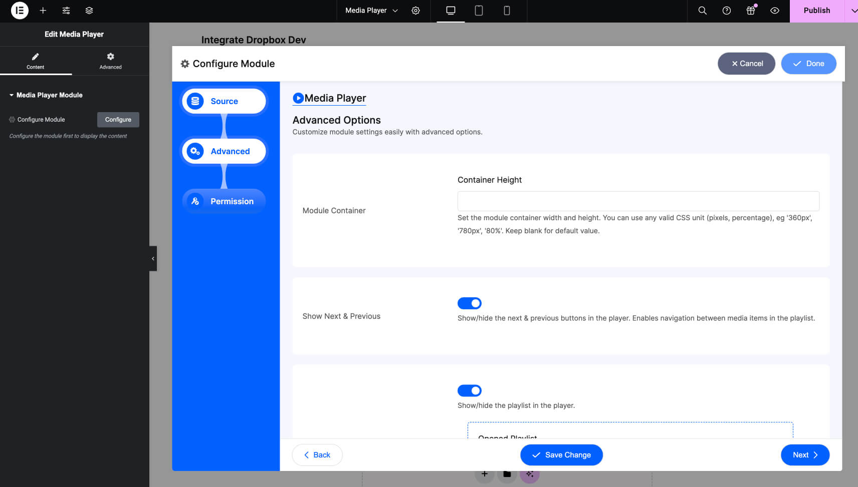 Configure Settings for Media Player