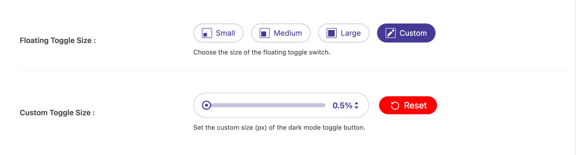 Custom Toggle Size