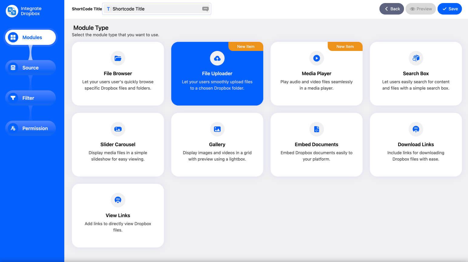 Uploader Modules For Shortcode Builder