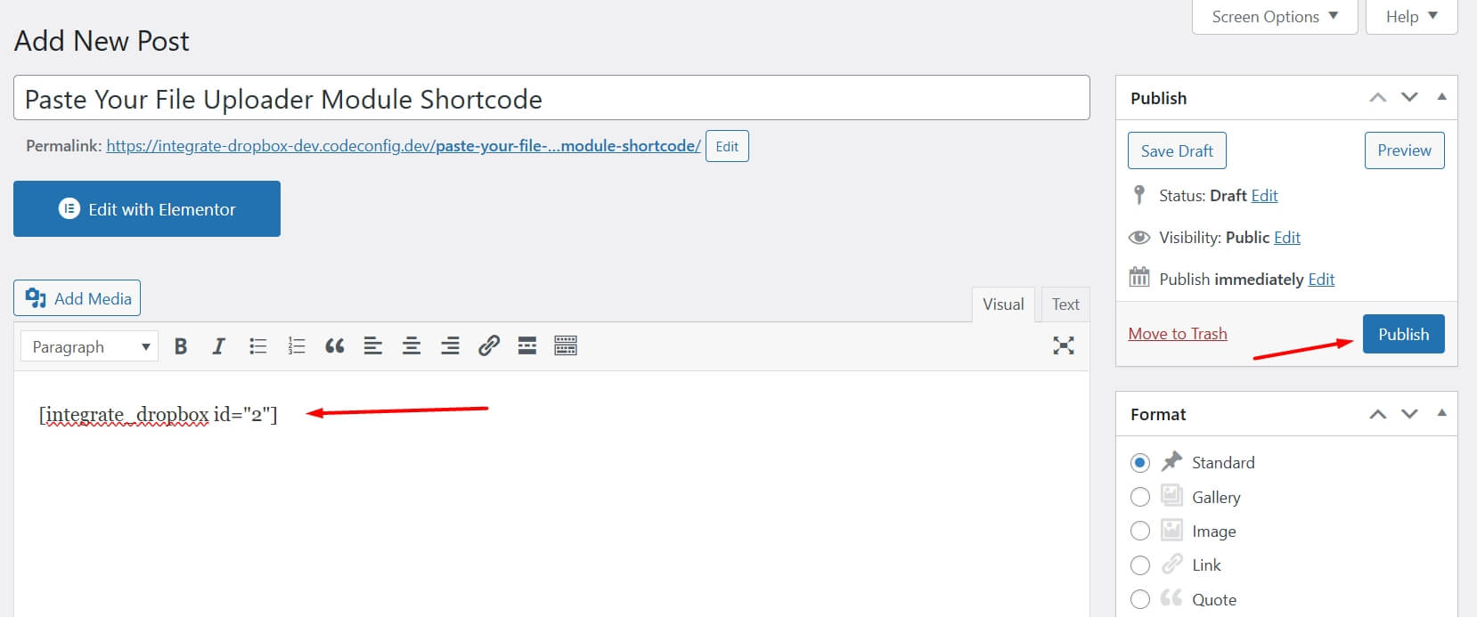 paste your shortcode