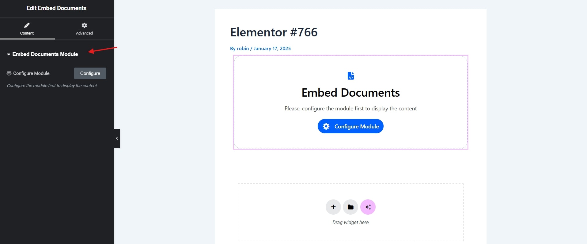 Embed documents module