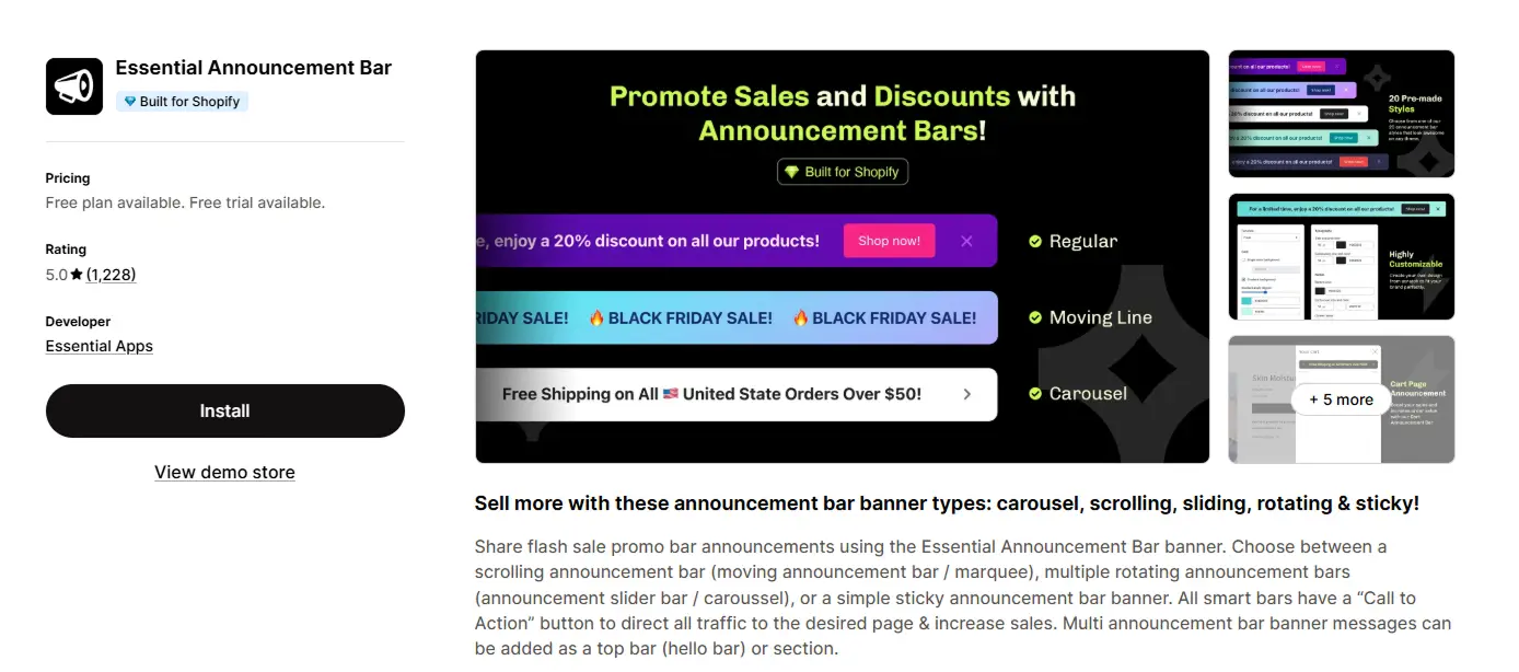 Essential Announcement Bar for shopify
