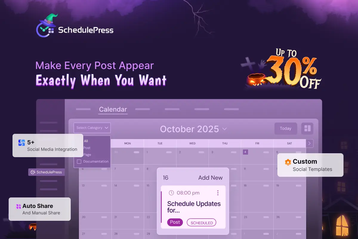 Best WordPress Halloween Deals 2025 (100+ Deals) 94 SchedulePress