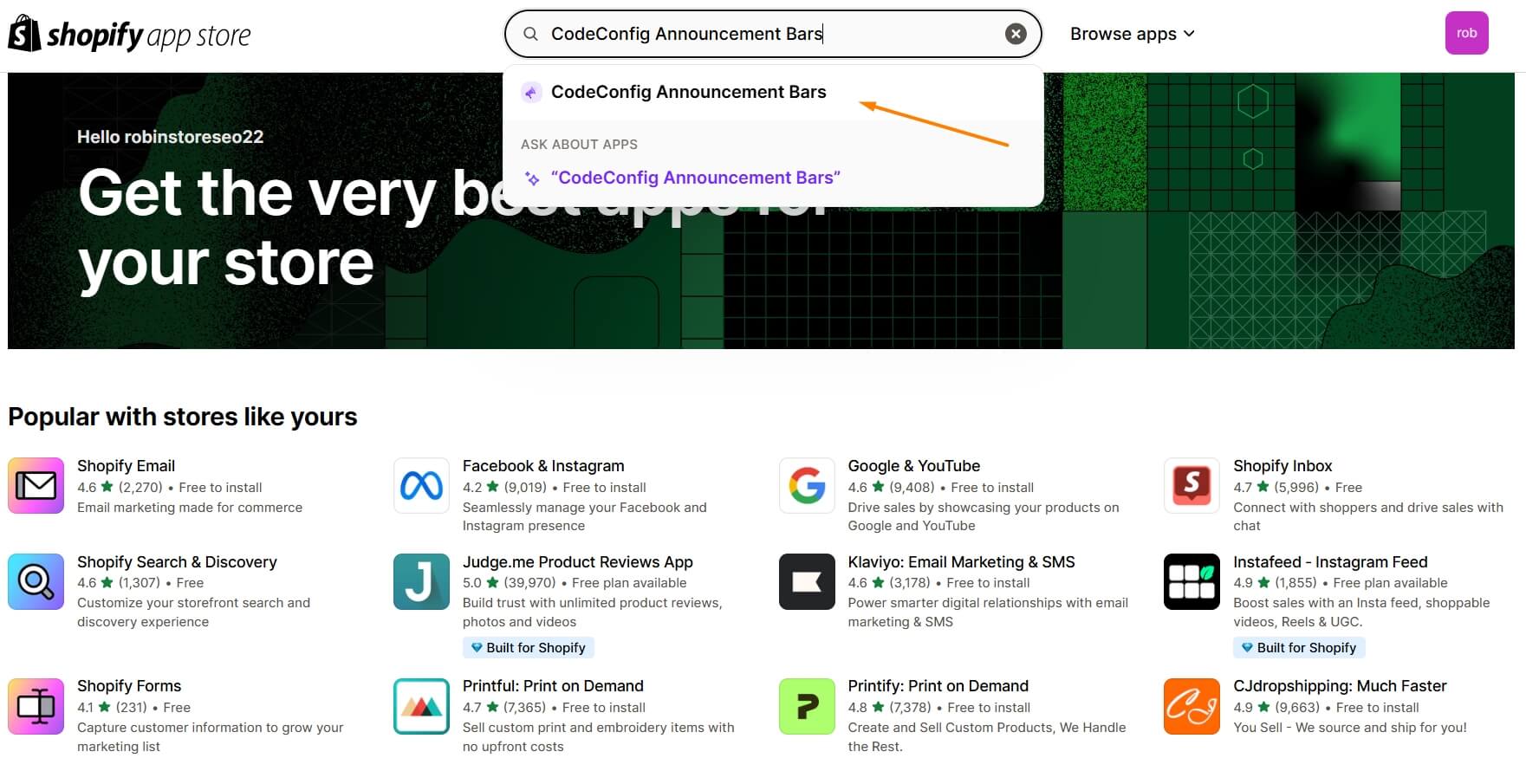 codeconfig announcement bar