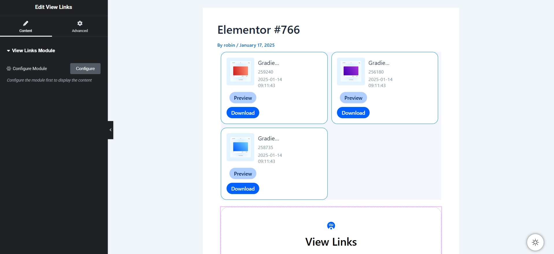 view links module