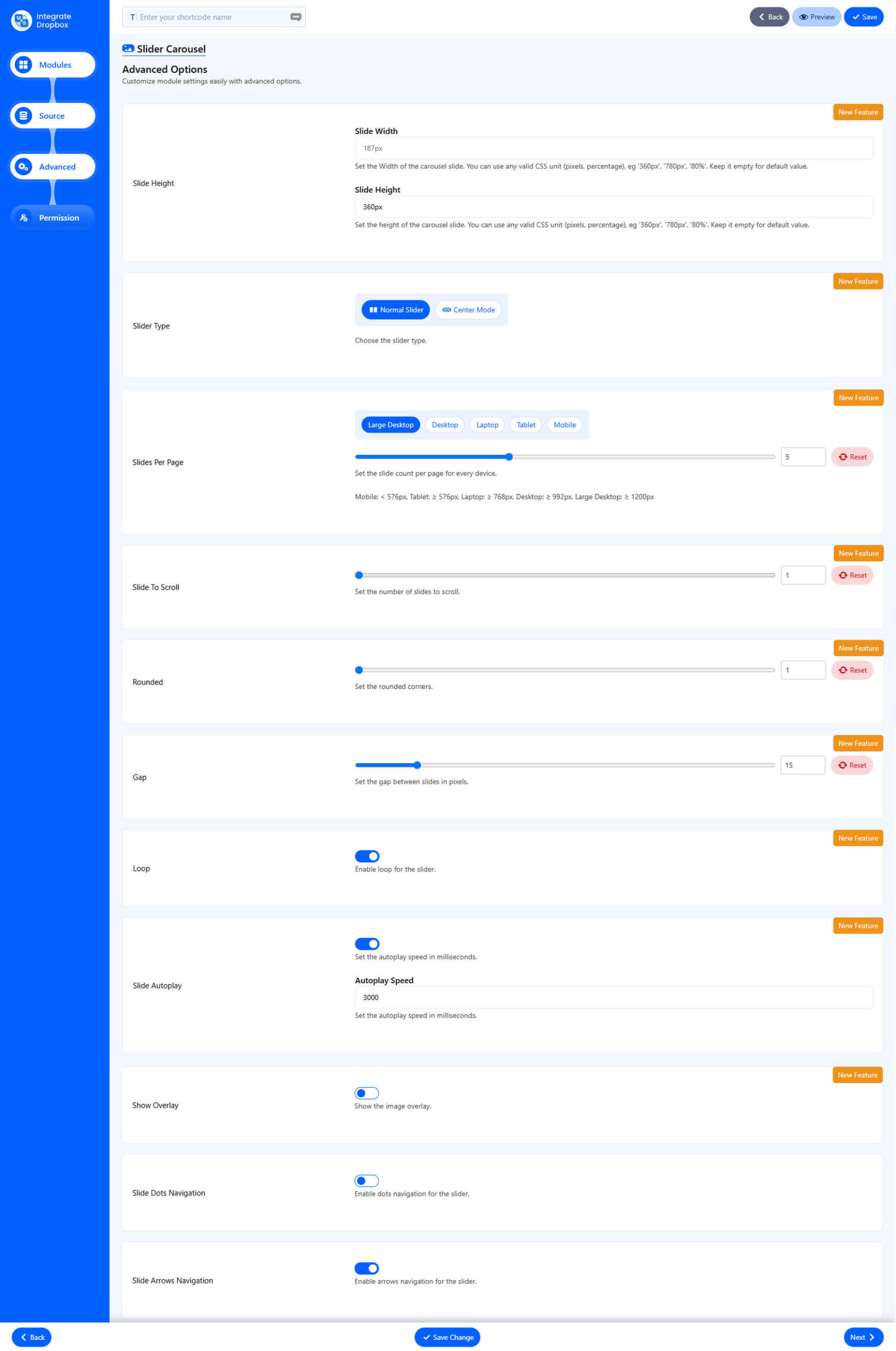 slider carousel advanced