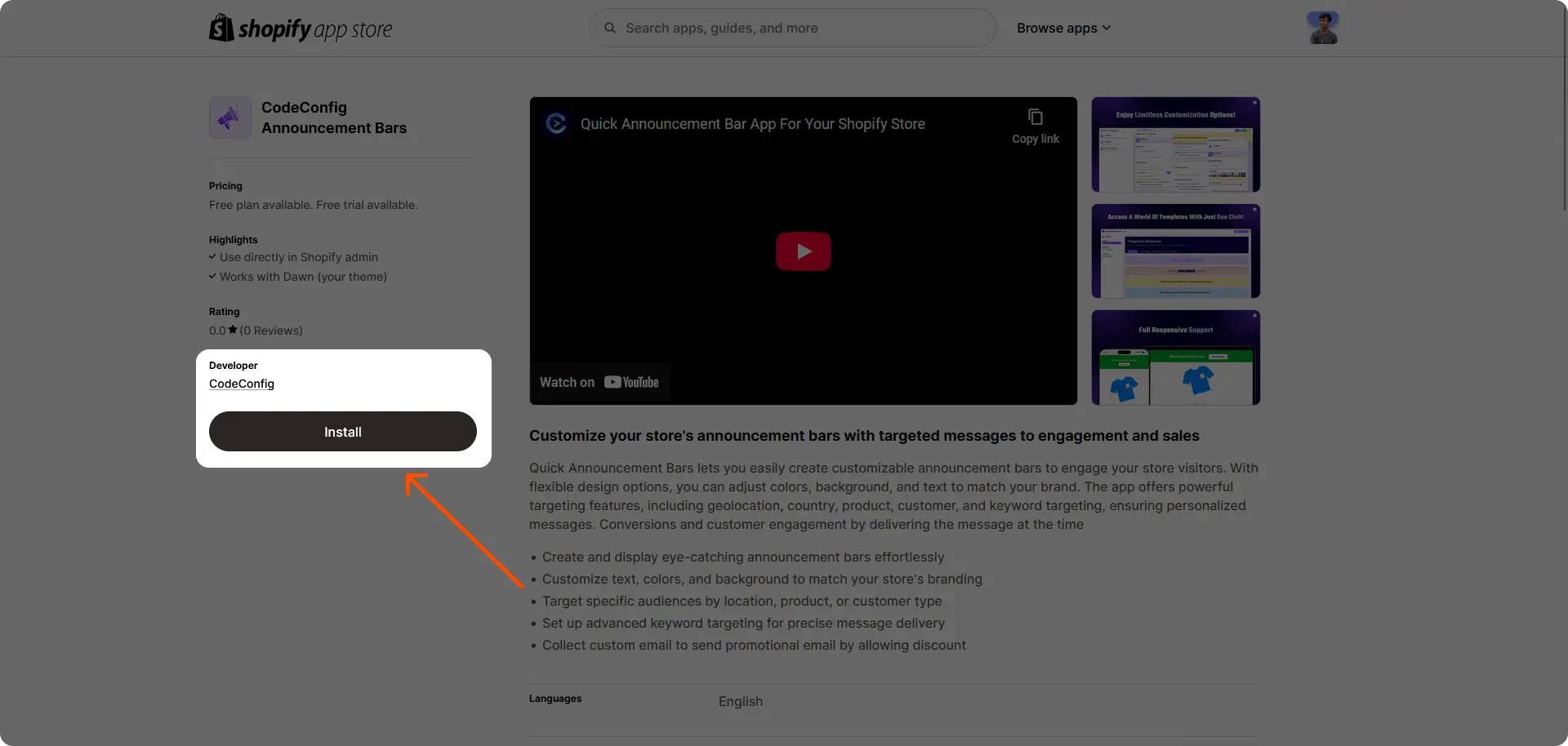 click install and follow the prompts to add it to your store