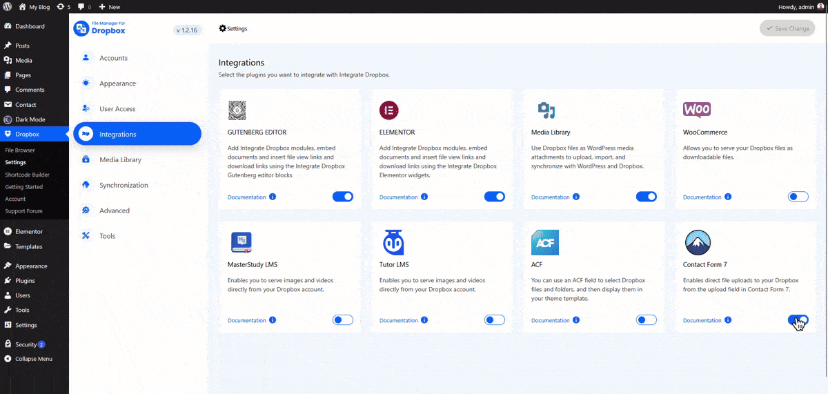 Add a Dropbox Upload Tag in CF7