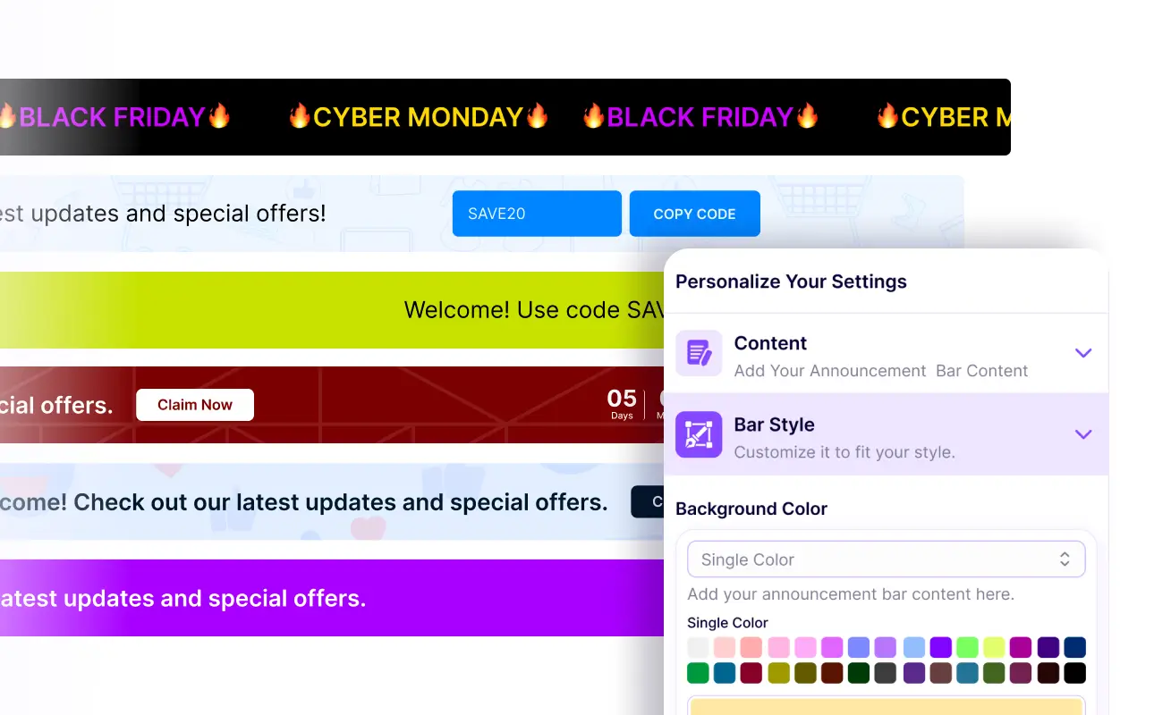 Customizable Announcement Bar Templates