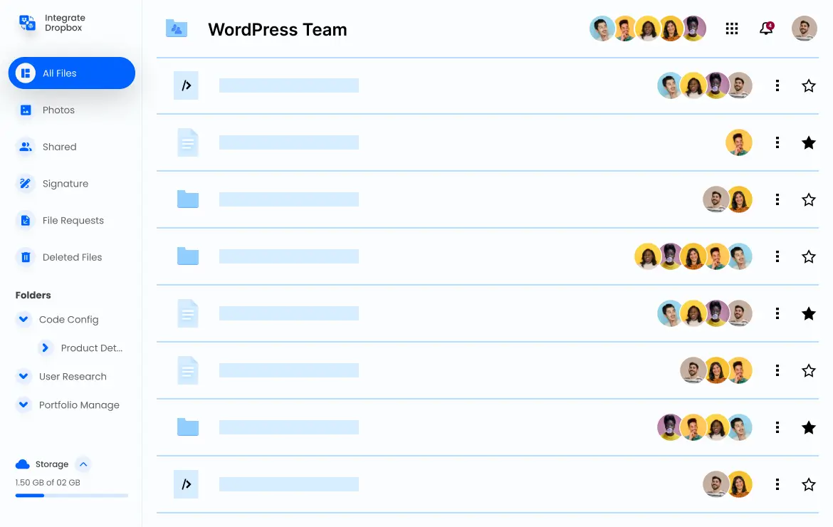Dropbox Team Folder in WordPress