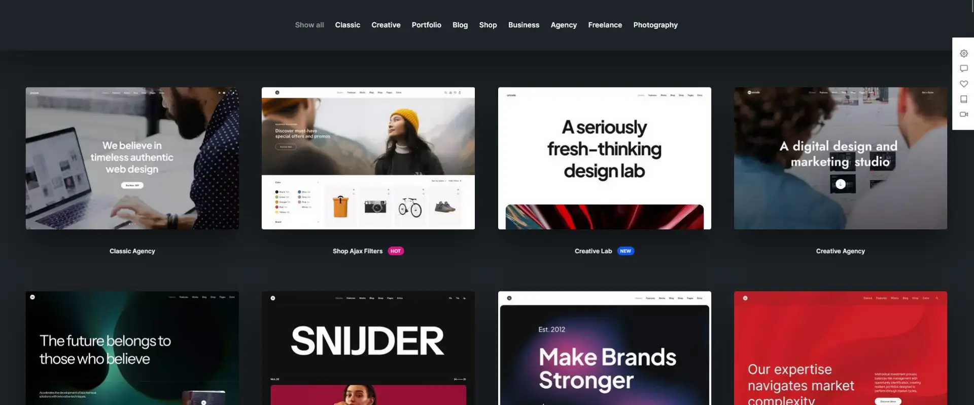 photography WordPress themes Uncode