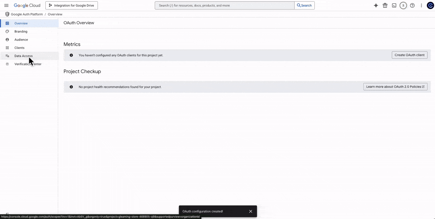 Integration For Google Drive Add Scopes for Google Drive