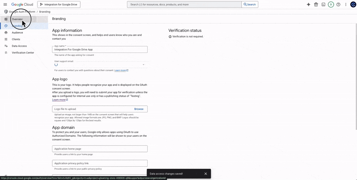 Integration For Google Drive Create OAuth Client ID Credentials