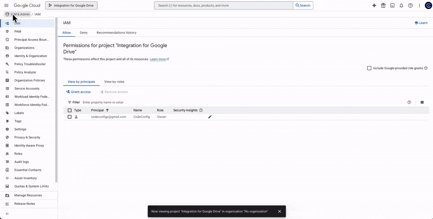Integration For Google Drive Enable the Google Drive API