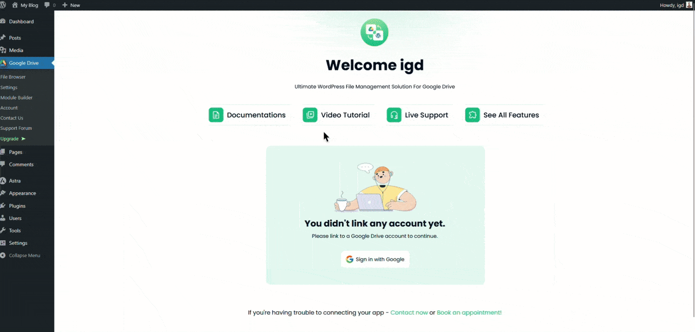 Integration For Google Drive manual-login