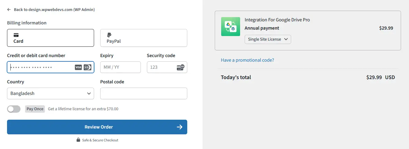 Purchase Area of integration for google drive