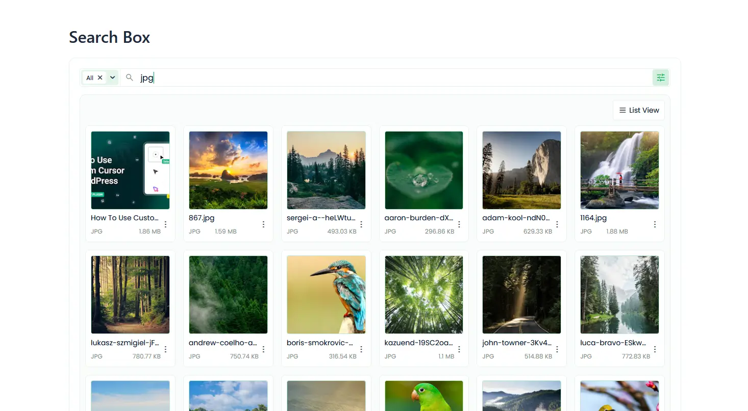 How To Create Google Drive File Search Box In WordPress? 7 Google Drive Search Box Module In WordPress Output