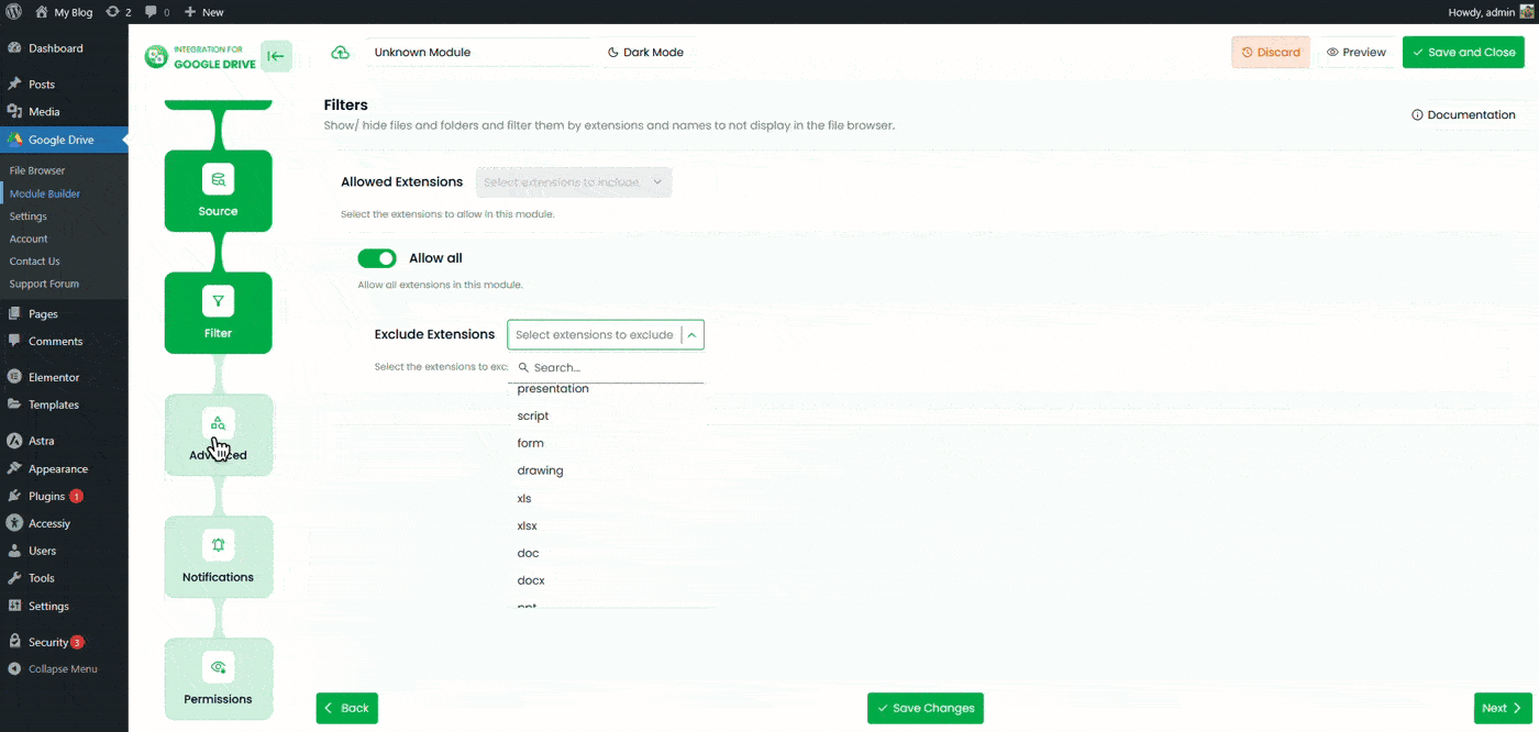 How to Create List Module Using Google Drive? 4 Google Drive Uploader Module Advanced tab