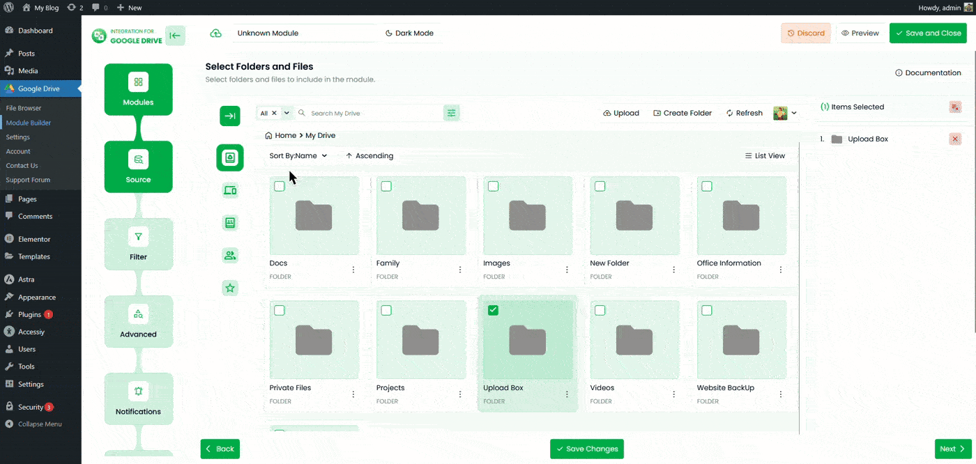 How to Create List Module Using Google Drive? 3 Google Drive Uploader Module Filter tab