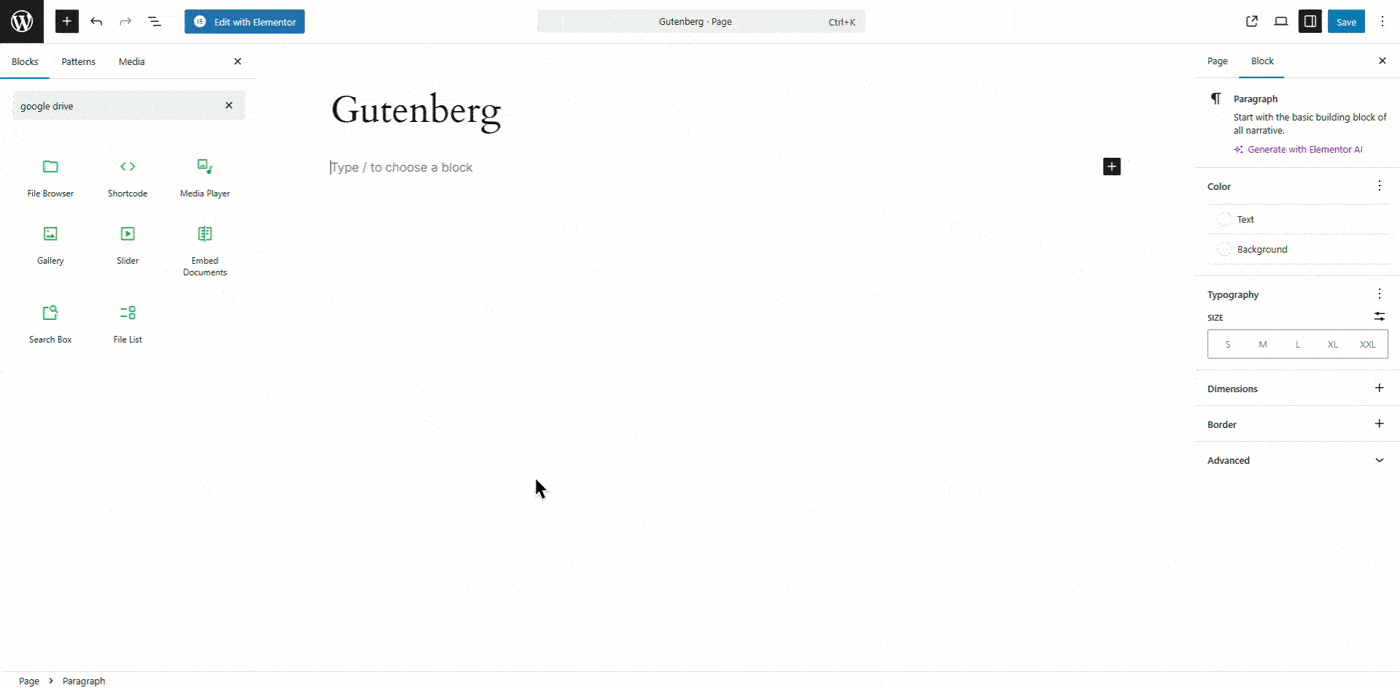 How to Use Integration for Google Drive in Gutenberg Editor? 3 Insert Integration for Google Drive Shortcode in Gutenberg